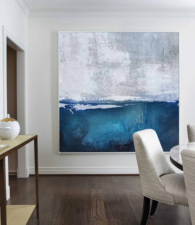 Sky Original Ocean Gray Sea Abstract Canvas Artwork WRW3J